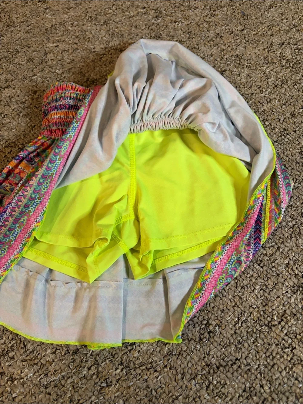 Lucky in Love Neon Multicolor Smocked Tennis Skort